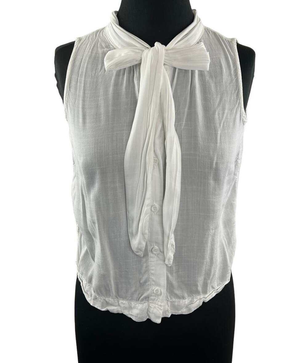 Cloth & Stone By Anthropologie White Top Rayon Classic Fit Tie Size XX-Small XXS